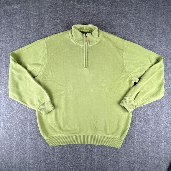 Eddie Bauer Other - VTG Eddie Bauer Sweater Mens Sz L Light Green 1/4 Zip 100% Cotton Pullover Y2K